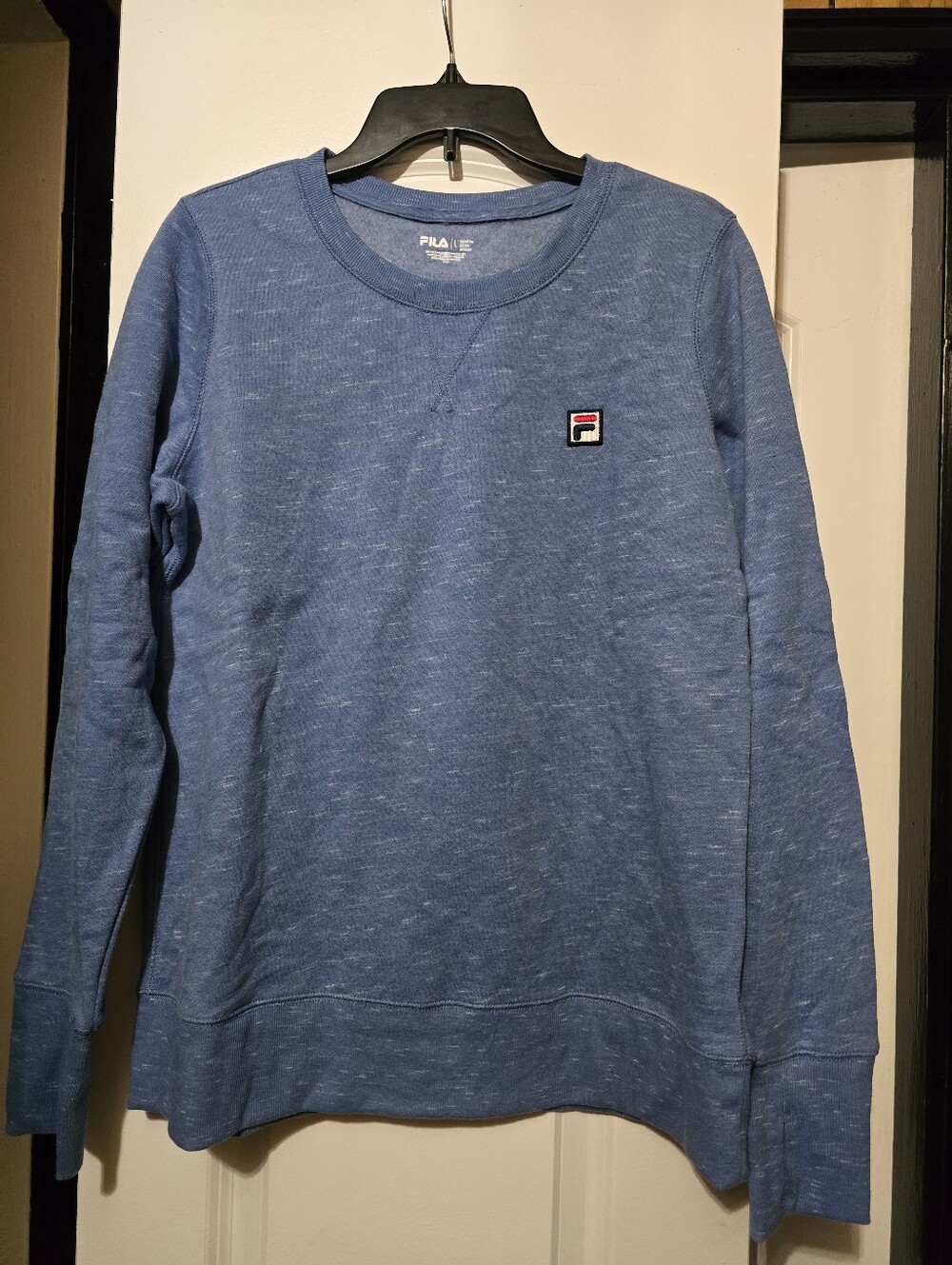 Fila Women's Heathered Sky Blue Crewneck Sweater W Fleece Lining - Size Large